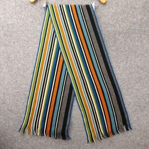 Italian Wool Scarf Womens Vertical Stripe ALTEA Knitted Fringed Winter 26x162